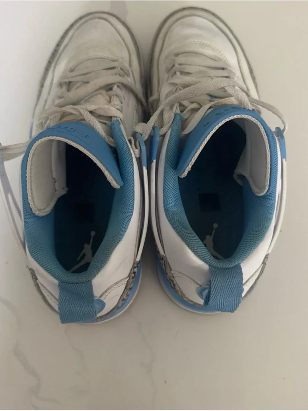 Jordan Kids White and University Blue Elephant Print Sneakers